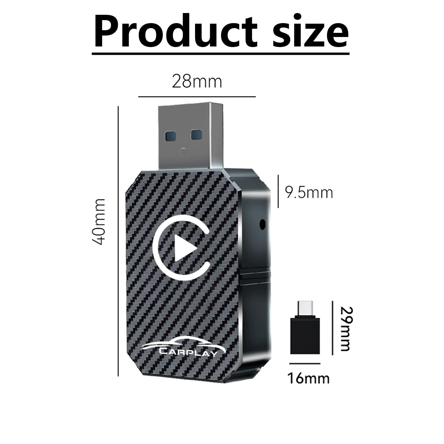 Wireless CarPlay Adapter 2024 Upgraded, Wireless CarPlay Dongle, Converts Wired CarPlay to Wireless, Plug and Play Car Play Wireless Adapter, Compatible with Cars from 2016 & iPhone iOS 12+（Black）