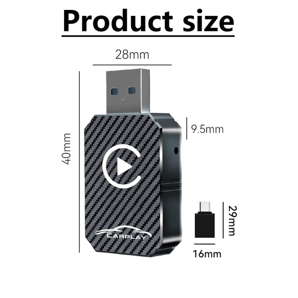 Wireless CarPlay Adapter 2024 Upgraded, Wireless CarPlay Dongle, Converts Wired CarPlay to Wireless, Plug and Play Car Play Wireless Adapter, Compatible with Cars from 2016 & iPhone iOS 12+（Black）