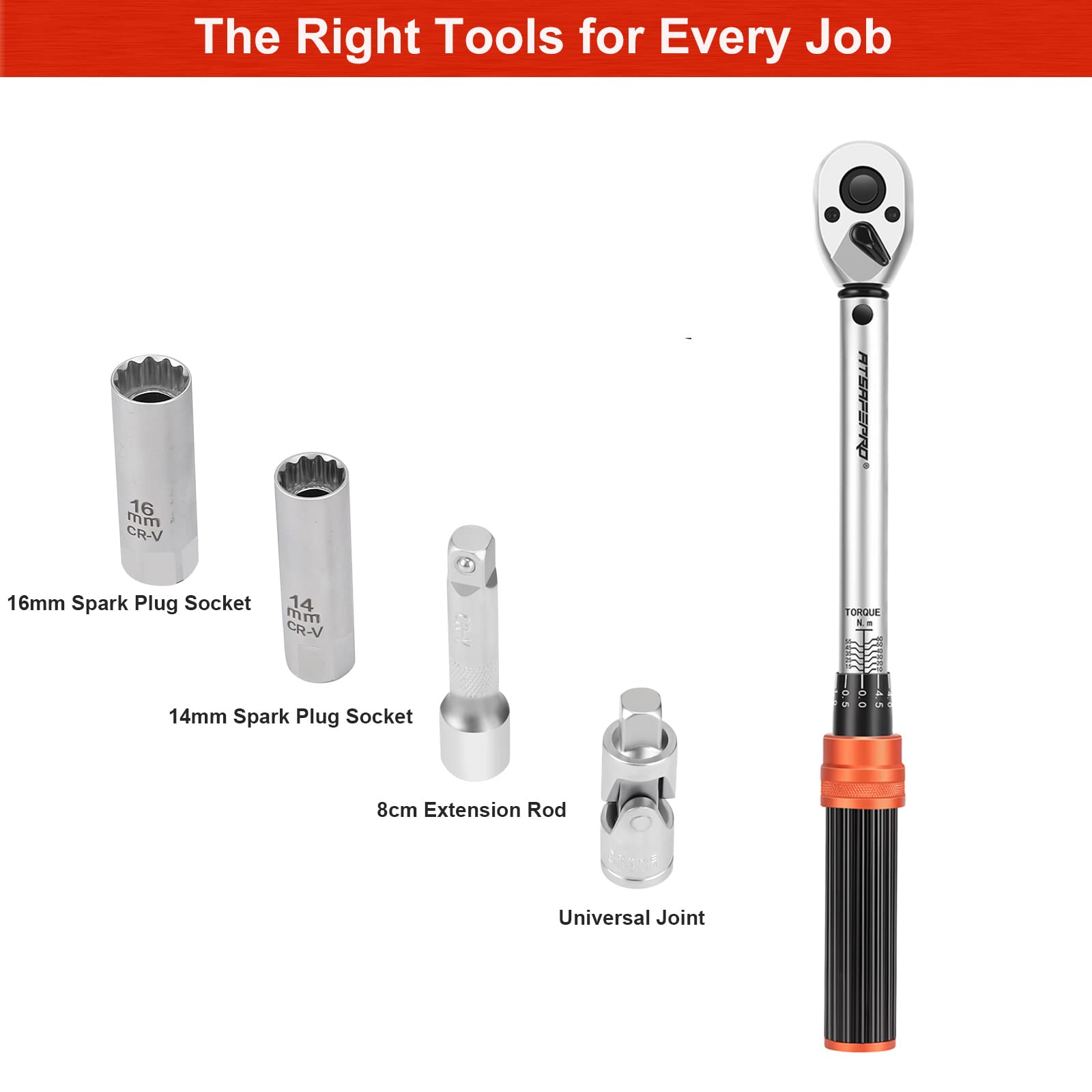 ATsafepro Torque Wrench 3/4 Inch, 100-600 Nm Torque Wrenchs, ±3% Error Accuracy with 48 Teeth Dual-Direction Adjustable for Repair of Car, Truck, Tractor