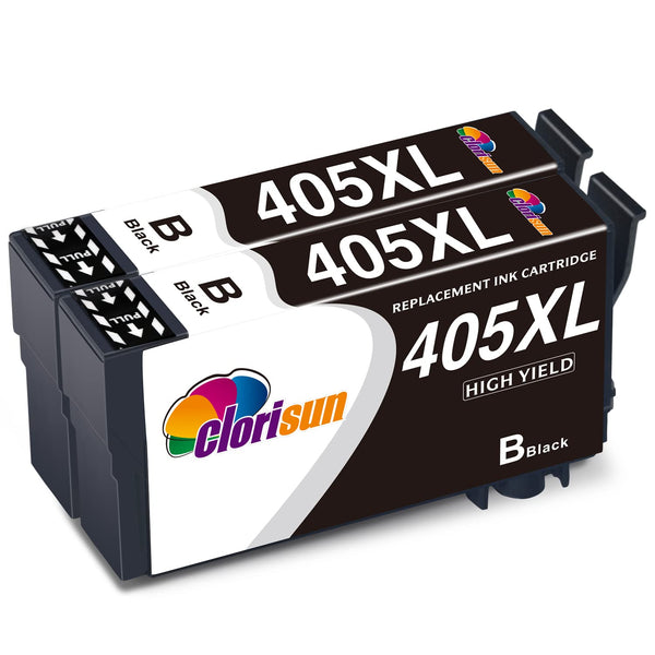 Clorisun 405XL Black Ink Cartridges for Epson 405XL 405 XL Ink for Epson Workforce Pro WF-4820DWF WF-3820 WF-7310 WF-7840DTWF WF-4830DTWF WF-3825DWF WF-4825DWF WF-7835DTWF Printer(2 Black)