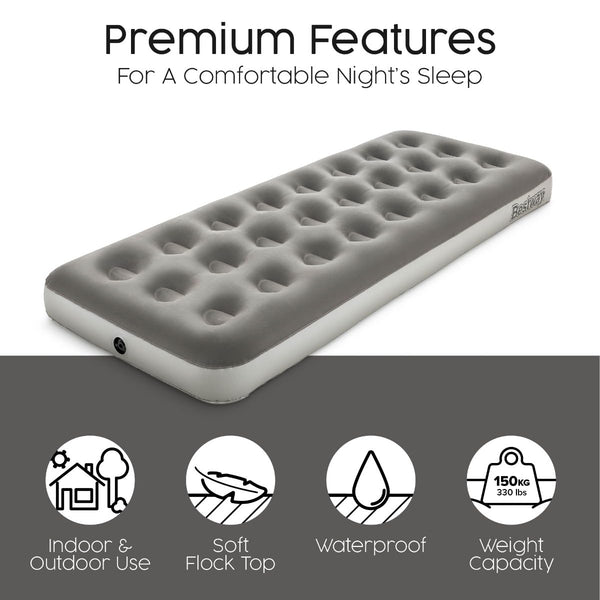 Bestway Premium Camping Double Airbed with Handheld Electric Pump, Double Flocked Inflatable Bed Portable, Air Mattress, Outdoor Camping Bed