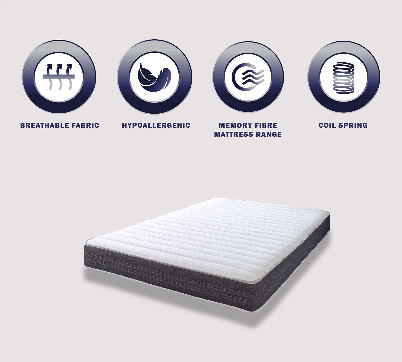 Extreme Comfort Sirocco Airflow Grey 18cms Deep Hybrid Spring & Memory Fibre Mattress, 4ft Small Double (4ft x 6ft3, 120cm x 190cm)