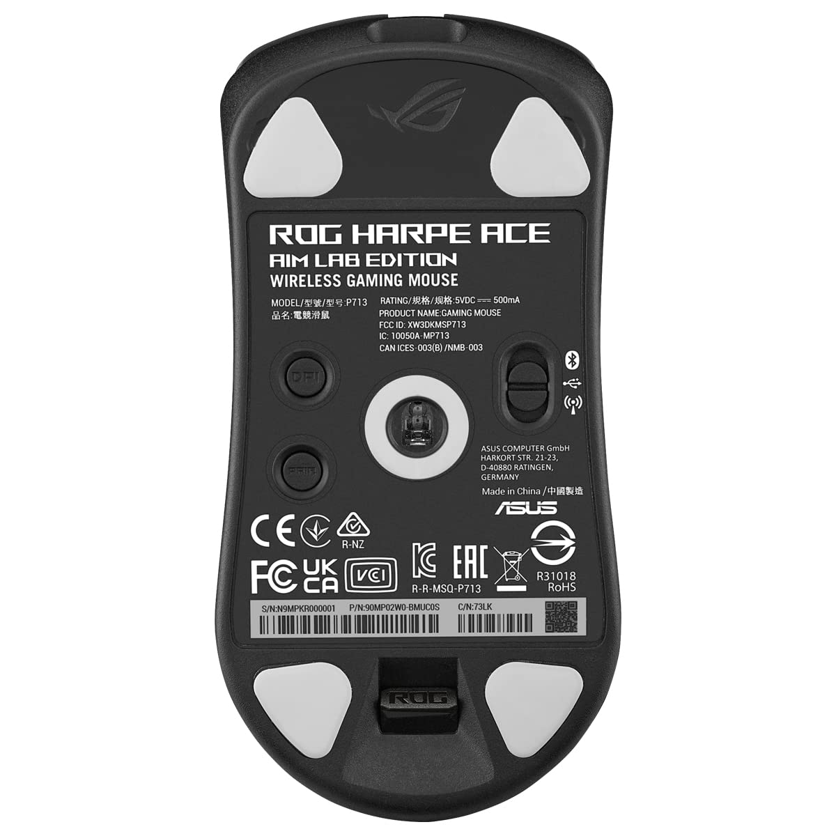 ASUS ROG Spatha X Wireless Gaming Mouse, 24 GHz/Wired USB, 19,000 DPI Optical Sensor, 12 Programmable Buttons, RGB, Swappable Switch Design, Micro Switches, Magnetic Charging Stand, Black