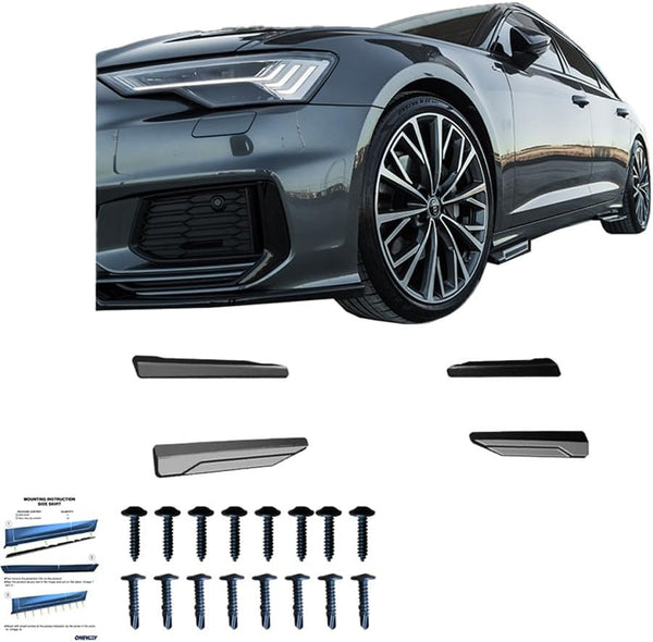 Oneway Set Side Skirts compatible with Audi A6 S-Line/S C8 (Sedan/Avant) 2018- - Gloss black