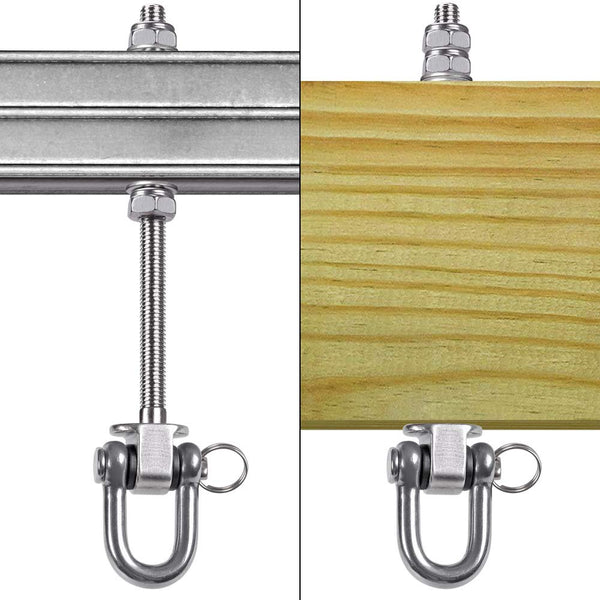 SELEWARE Heavy Duty Swing Hooks, 6 Pcs Antirust Stainless Steel Beam Hanger For Wood and Steel Beam Yoga Hammock Chair Porch Swing Sets Seat, 1800LB