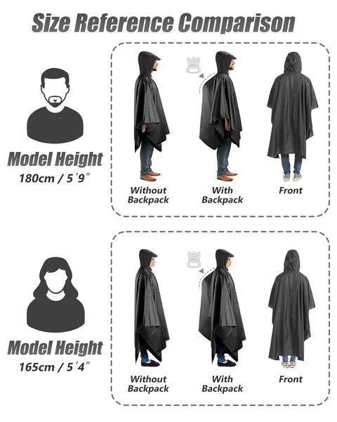 Victoper Waterproof Poncho Adult, Reusable Rain Poncho Adult Waterproof Poncho Waterproof Adult Lightweight Waterproof Raincoat for Outdoor Hiking Camping Cycling Traveling