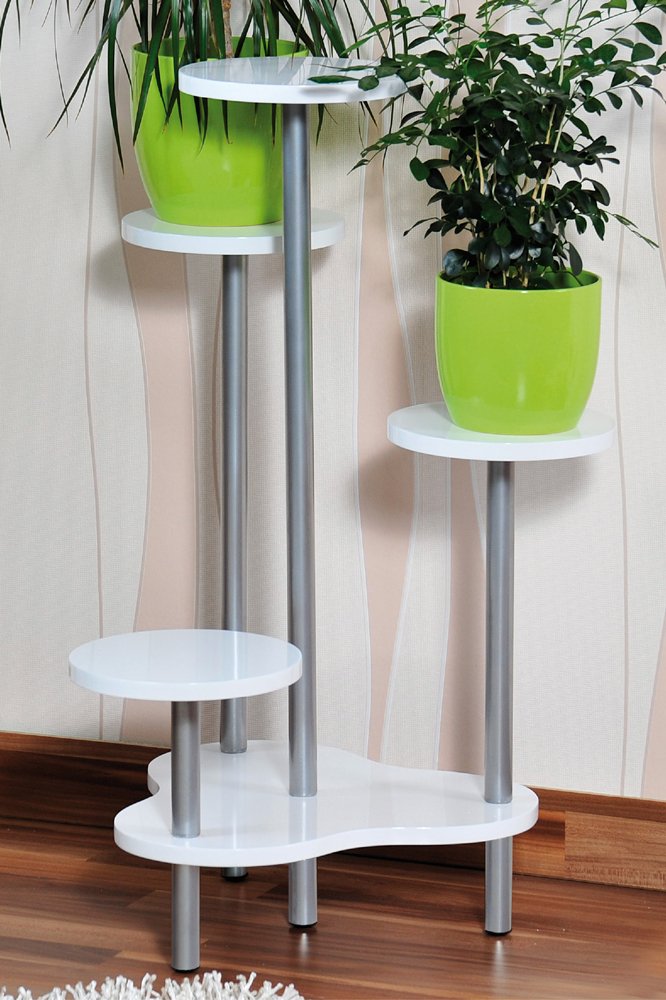 KESPER flower stand 17278 with shelves made of white lacquered chipboard/flower rack/shelf 64.5 x 72.5 x 46 cm