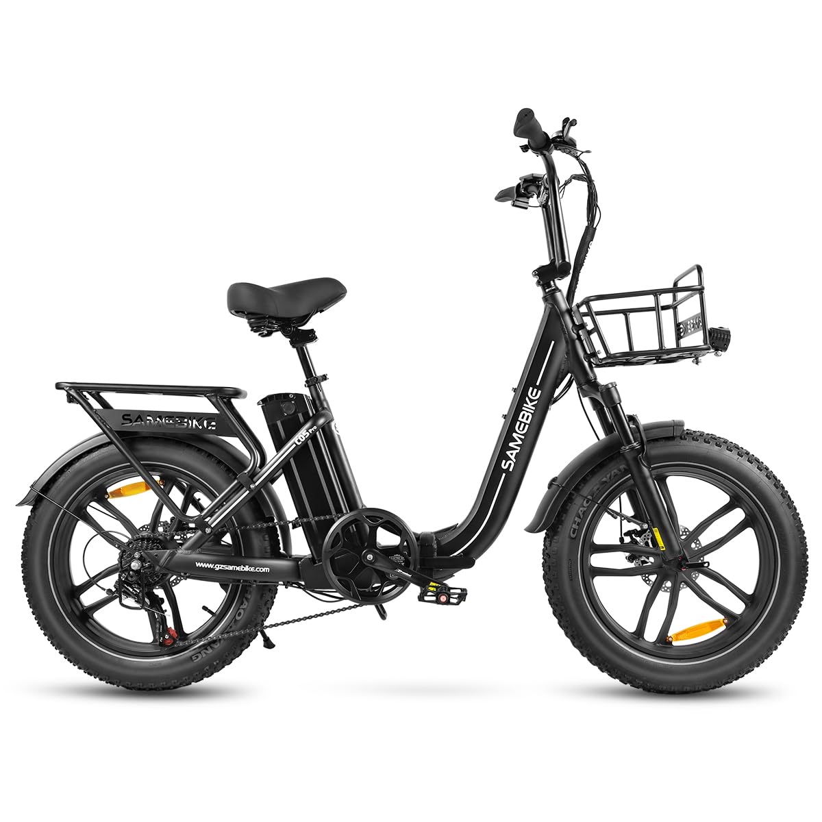 SAMEBIKE Shiman0 7-Speed Foldable Electric Bike for Adults, 20"*2.35 Fat Tire Ebike, Max Range 110KM, Dual Shock Absorber, E-bike for Commuting and Off-Road Adventures