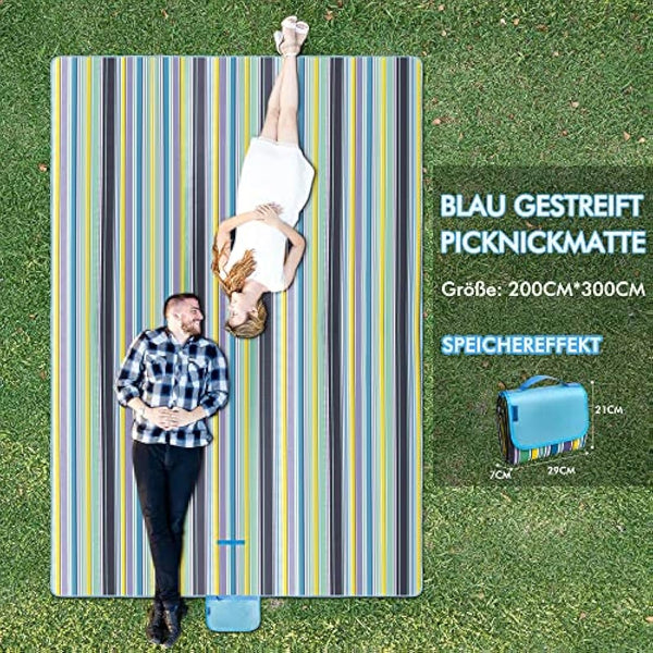 Muyans Extra Large Picnic Blanket 300 x 200 cm, XXL Picnic Blanket Waterproof, Foldable Beach Blanket Washable Picnic Mat with Carry Handle for Garden, Picnic, Beach, Camping