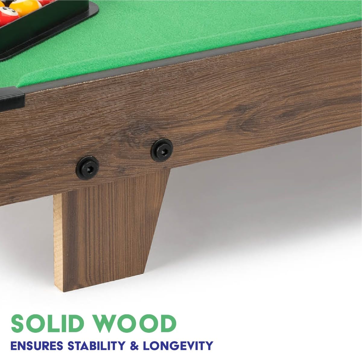 Power Play | Pool Table Game, Portable Wooden Classic Games Table, Indoor Outdoor Game for Kids and Adults, Brown 25inch