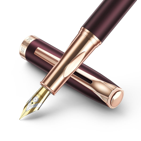 BOCIYER samurai Fountain Pen Set,Hand Polished Medium Titanium Tip,Calligraphy Nib(Bent Nib),Includes 8 Ink Cartridges,Ink Refill Converter*2 And Gift Box,Best Pen Gift Set for Men & Women(Black)