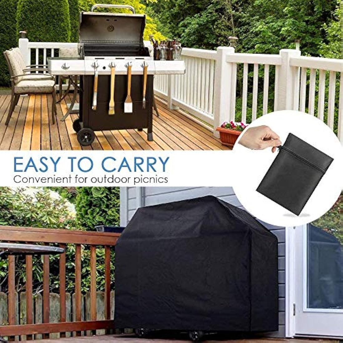 BBQ Cover BBQ Covers Waterproof Heavy Duty Large Windproof, Rip-Proof Outdoor Large Barbecue Covers for Weber, Brinkmann, Char-Broil