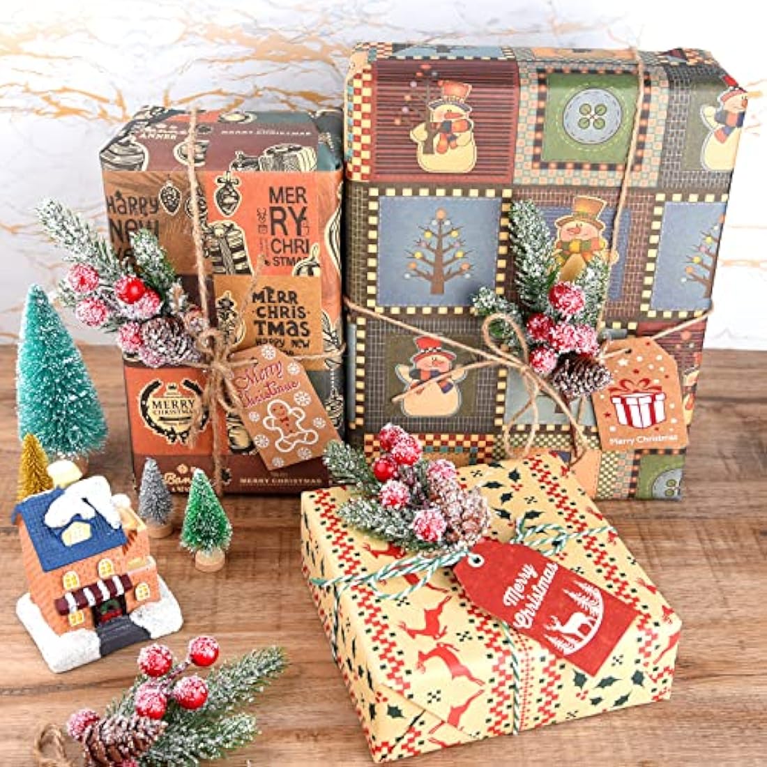 ELECLAND 10 Pcs Christmas Picks Decorations Artificial Pine Branches Stems Spray with Pine Cones Faux Pine Picks Red Berry Holly Leaves for Craft Floral Christmas Wreath Picks Ornaments, Red