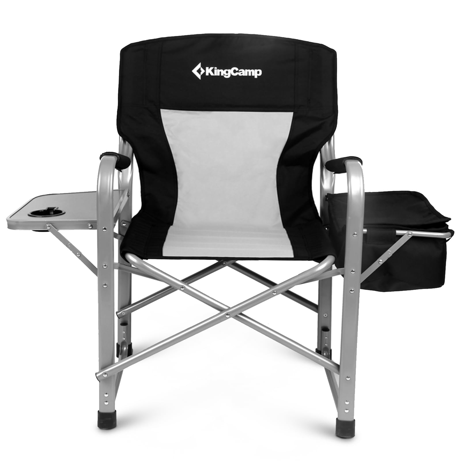 KingCamp Folding Camping Chairs for Adluts Heavy Duty Directors Chair with Cooler Bag and Side Table Support up to 150KG