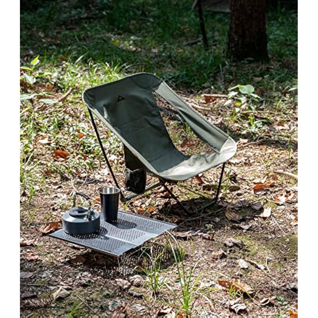 iClimb Low Ultralight Compact Camping Folding Chair with Side Pocket and Carry Bag (Green)