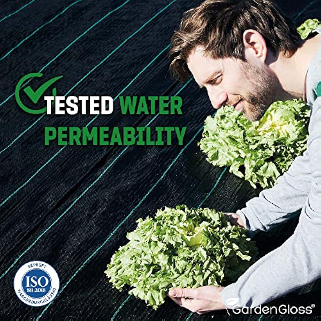 GardenGloss 30m2 Weed Control Membrane (100gsm) - Water Permeable and Tearproof Weed Barrier Fabric - Weed Control Fabric with High UV-Stabilisation (15m x 2m, folded)