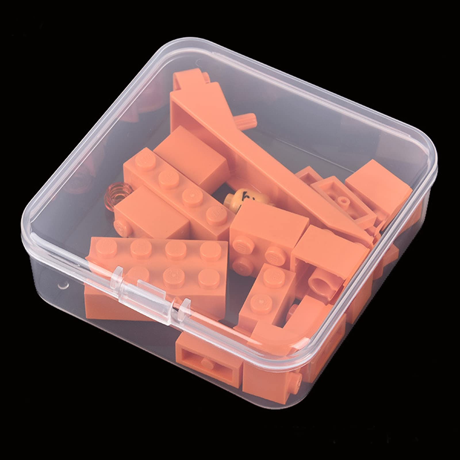 Goodma 100 Pieces Square Empty Mini Clear Plastic Organizer Storage Box Containers with Hinged Lids for Small Items and Other Craft Projects (75 x 75