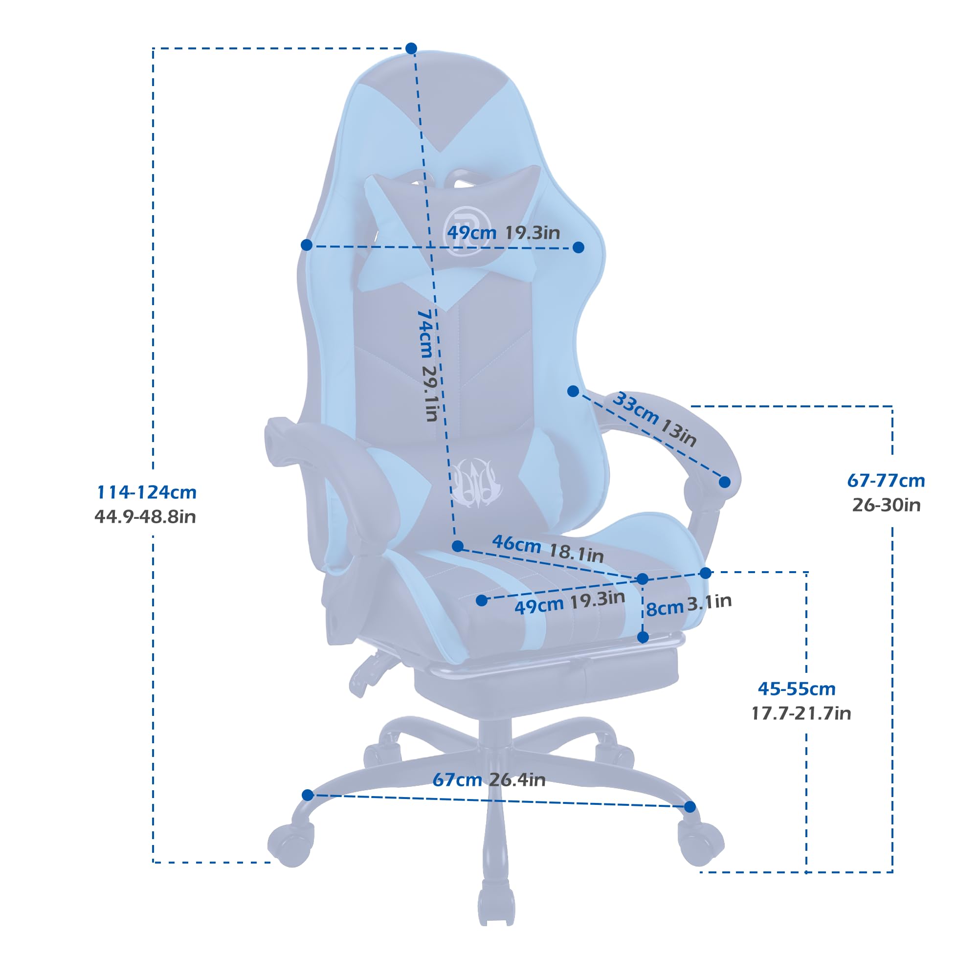 Play haha.Ergonomic reclining seat with footrest adjustable headrest and lumbar cushion high back support padded armrests PU leather finish for gaming home or office use
