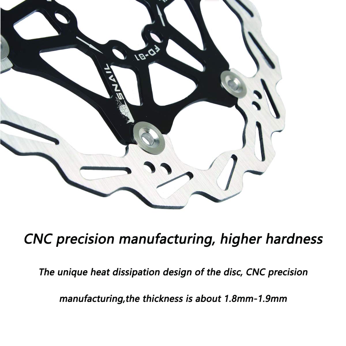 Newgoal Bicycle Disc Brake Disc, Bicycle Brake Disc Mountain Bike Floating Brake Disc Center Lock Bicycle Accessories (Black 203mm)