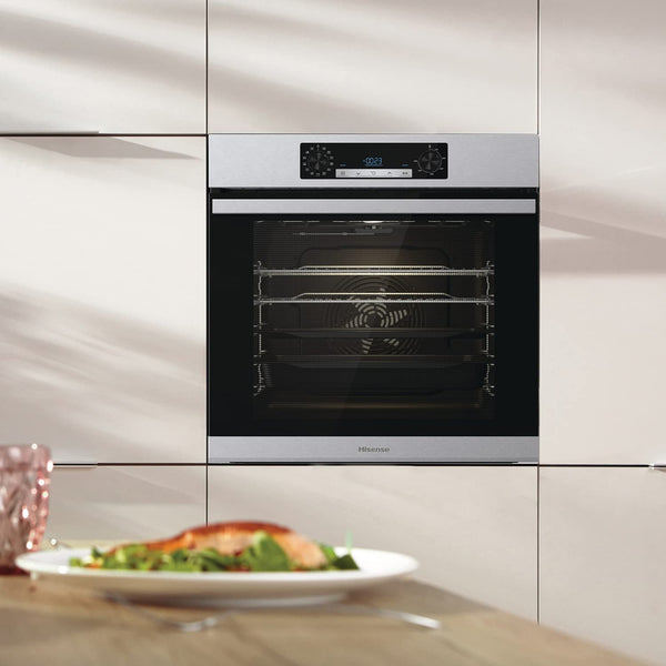 Hisense BI64211PB 77 Litre Built In Electric Single Oven With Pyrolytic Cleaning, Pizza Mode, Multiphase Cooking- Black 22x23x23 inches (LxWxH) - A+ Rated, Extra Large