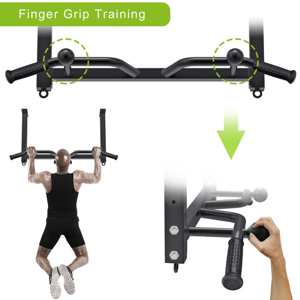 Kipika Ceiling Mounted Pull Up Bar - Heavy Duty, Highly Adjustable, Multifunctional - Home Gym System with Punching Bag Hanger and Resistance Bands