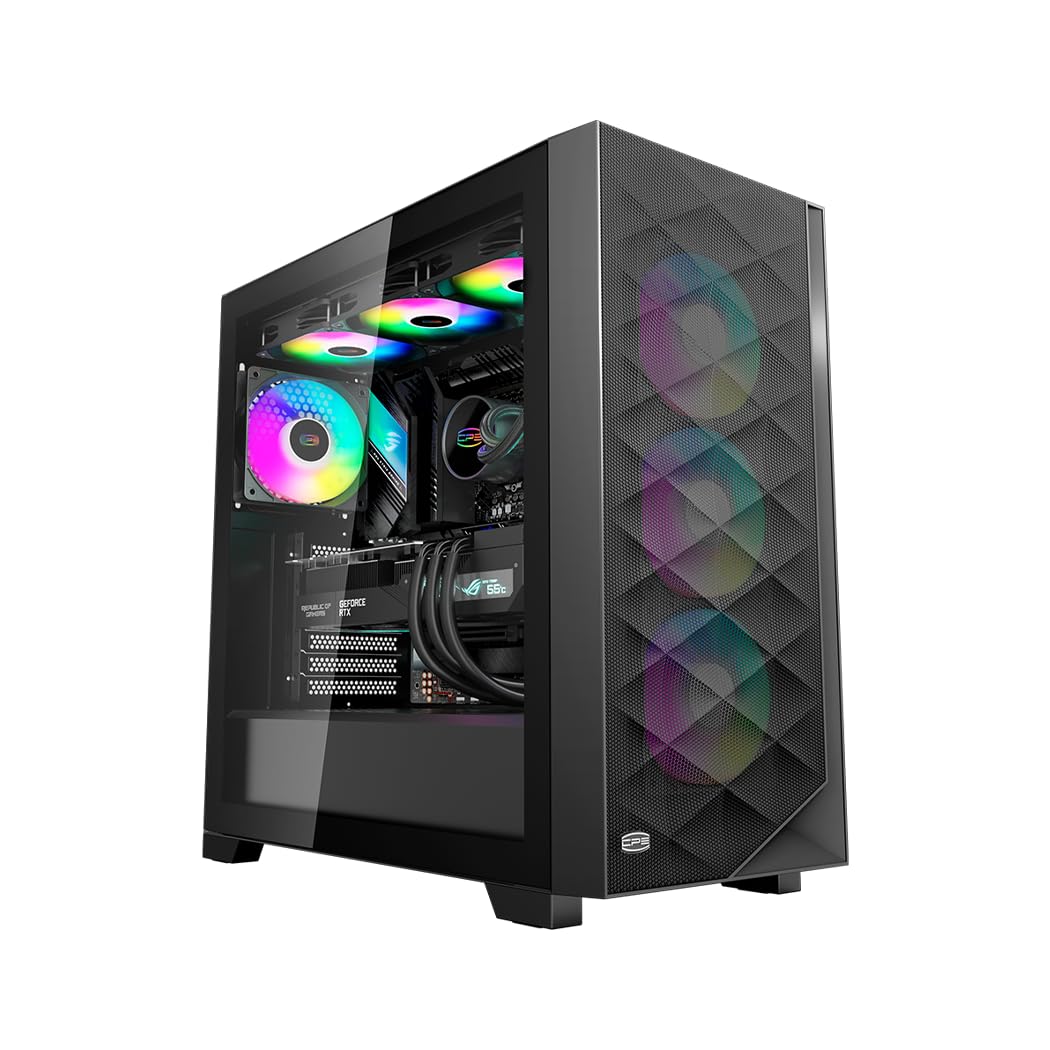 PCCOOLER CPS C3T500 AIRFLOW Mid-Tower ATX/M-ATX/ITX Case, Pre-installed 6 120mm PWM ARGB Fans,Column-Free Design,270° Full View Tempered Glass,360MM Radiator&400MM GPU Support,Easy Installation,WH