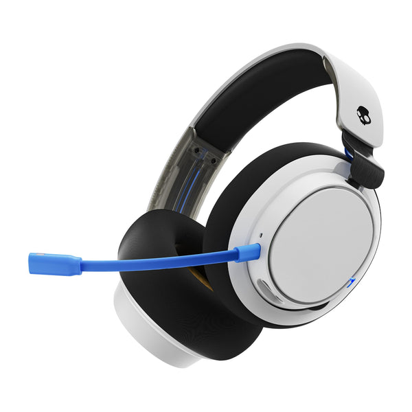 Skullcandy SLYR Pro Wireless Multi-Platform Gaming Headset, Bluetooth Headphones, Up to 24 Hrs Battery, PC, PlayStation, Nintendo Switch, 2.4GHz Low Latency Wireless Transmitter Included - White/Blue