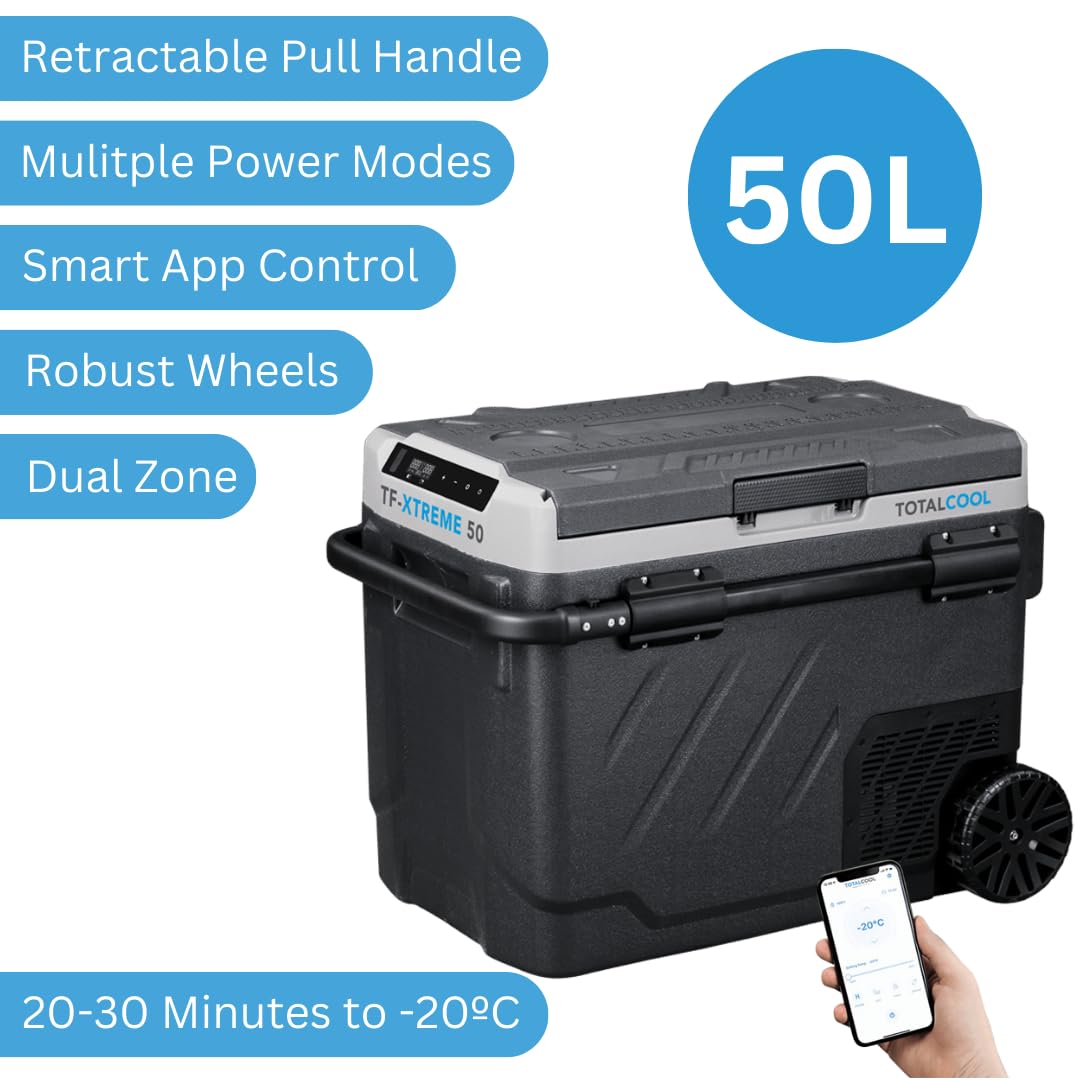 TF-XTREME Portable Refrigerator Fridge Freezer - 12V Electric Car Fridge Cooler for Camping - Motorhome Cool Box 24V Off-Grid Fishing Picnic Van Coolbox Green 50L