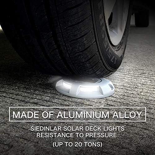 Siedinlar Solar Deck Lights Outdoor Waterproof Ground Light Solar Lights Outdoor Garden for Pathway Driveway Step Dock 4 Pack (Cool White)