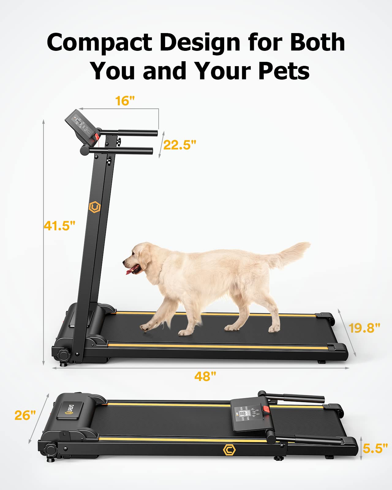 UREVO Treadmills for Home Foldable with 12 HIIT Modes, 1-10 KM/H Walking Pad Running Machine, Compact Portable Folding Treadmill with LCD Display, Full Exercise - Aerobic and Anaerobic Balance