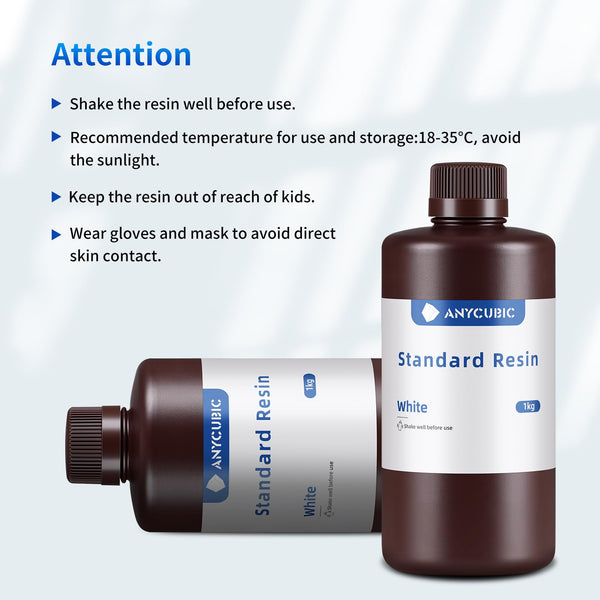 ANYCUBIC Standard 3D Printer Resin, LCD UV 405nm Rapid Photopolymer 3D Resin for 6K/8K/12K/14K LCD 3D Printers(1000g, Grey)