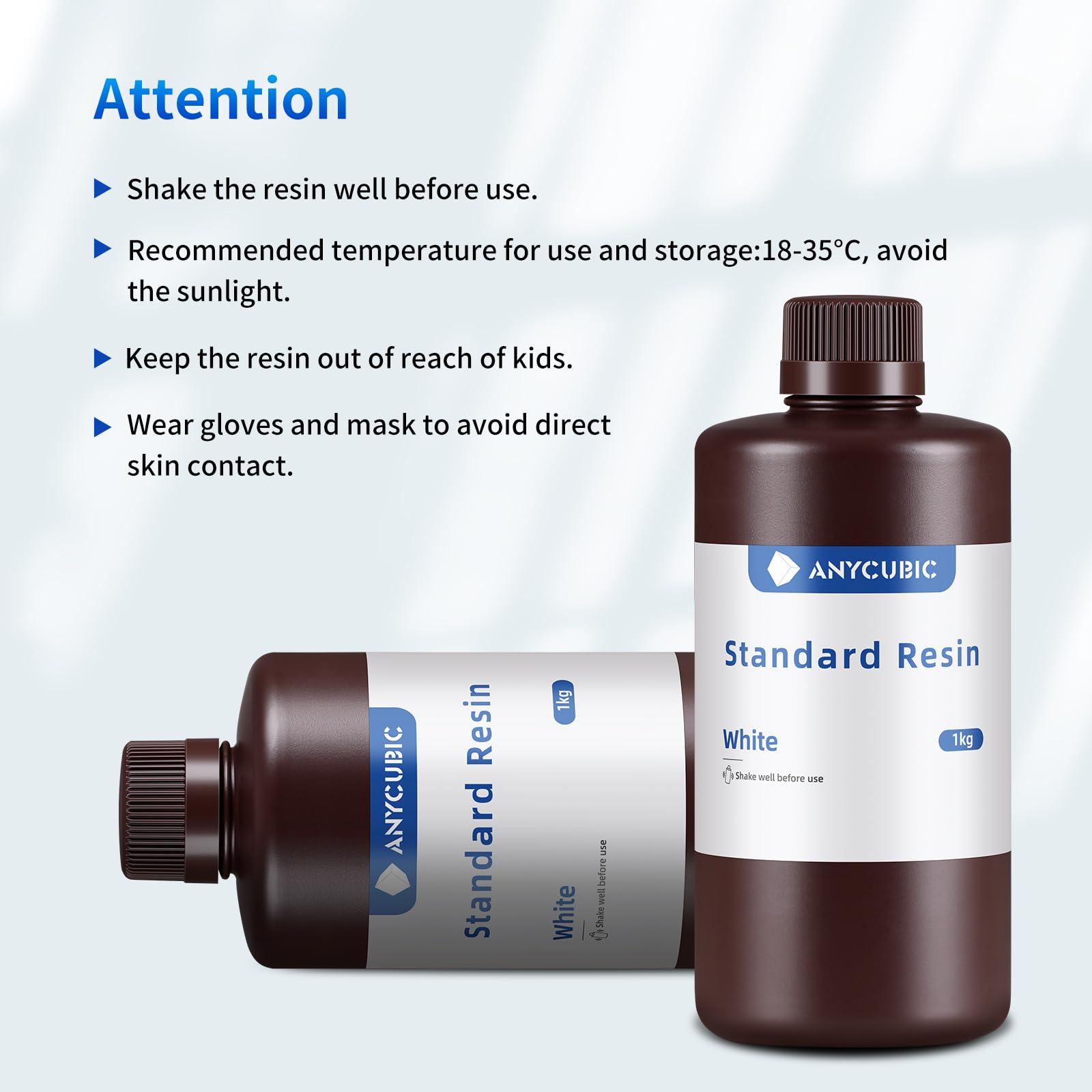 ANYCUBIC Standard 3D Printer Resin, LCD UV 405nm Rapid Photopolymer 3D Resin for 6K/8K/12K/14K LCD 3D Printers(1000g, Grey)