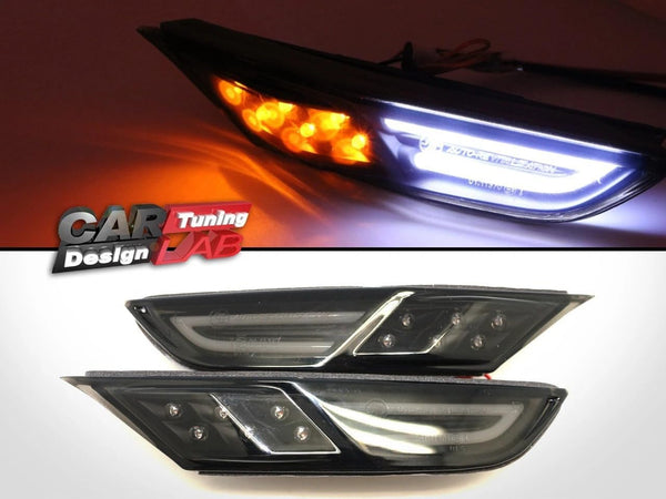 Amber/White LED Smoke Front Bumper Side Marker Fit For 09-20 Nissan GTR GT-R R35