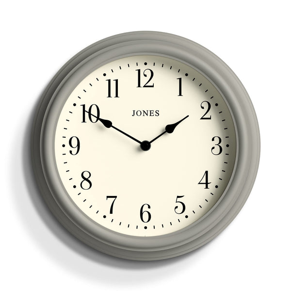 Jones Clocks Venetian wall clock | Classic round clock | 30cm | Grey | Arabic numerals | Traditional design ideal for kitchen, living room or bedroom