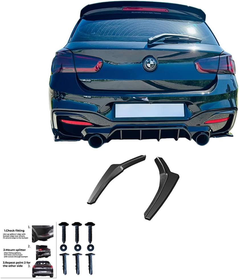 Oneway Rear Side Diffusors compatible with BMW 1-Series F20/F21 M-Power Facelift 2015-2019 - Gloss black