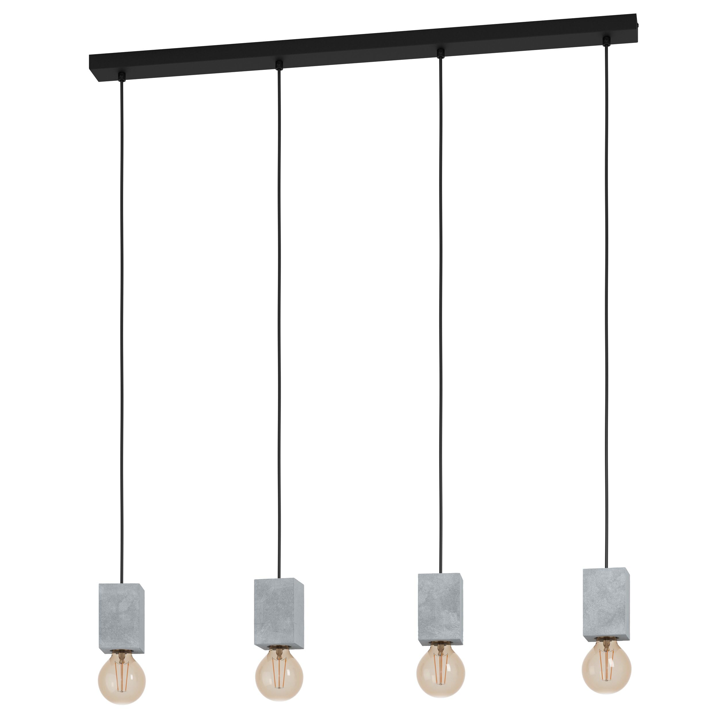EGLO pendant lamp Prestwick 3, 4-light pendant lamp modern, industrial, pendant lamp made of concrete in grey and metal in black, dining table lamp,