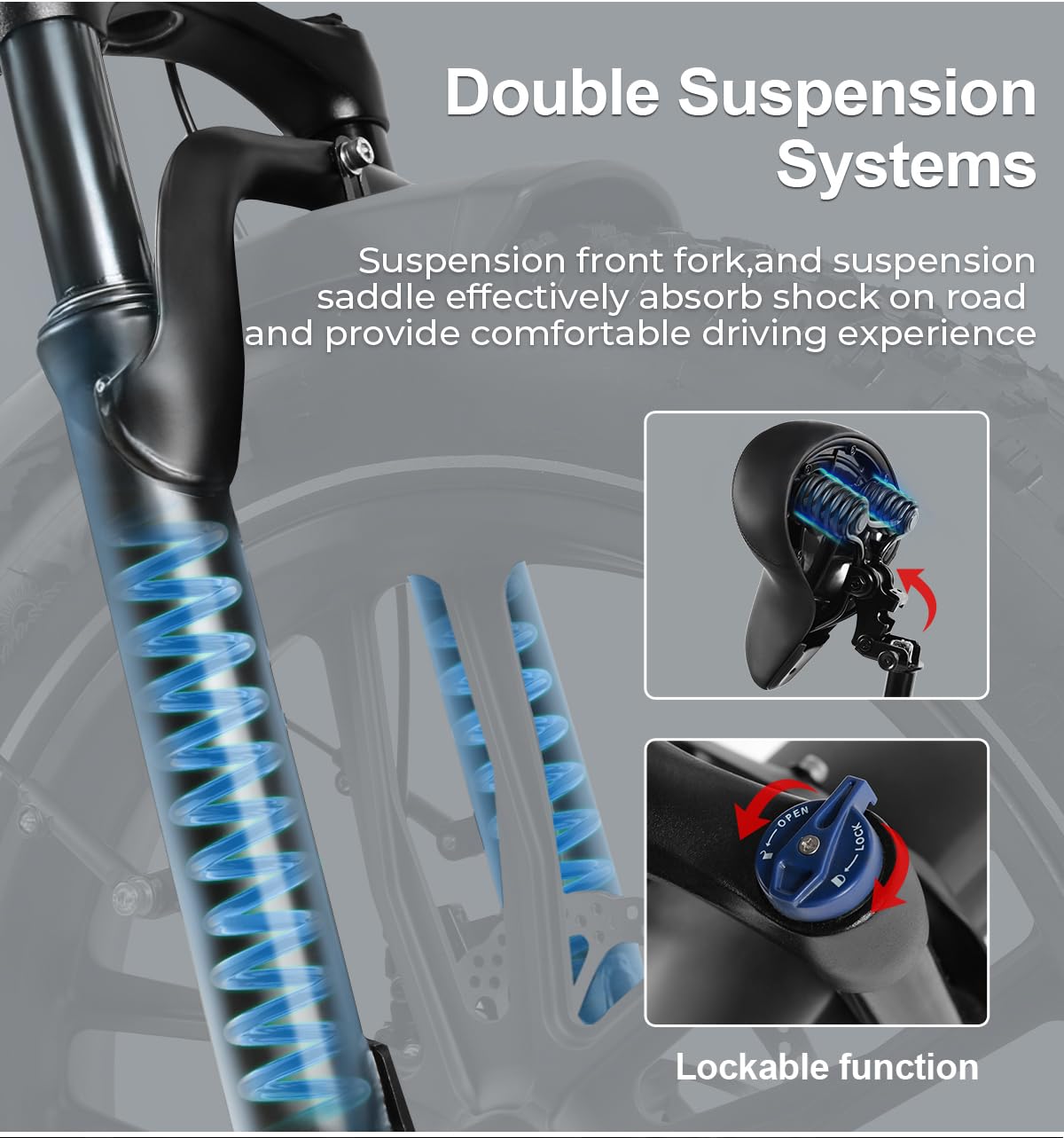 SAMEBIKE Shiman0 7-Speed Foldable Electric Bike for Adults, 20"*2.35 Fat Tire Ebike, Max Range 110KM, Dual Shock Absorber, E-bike for Commuting and Off-Road Adventures