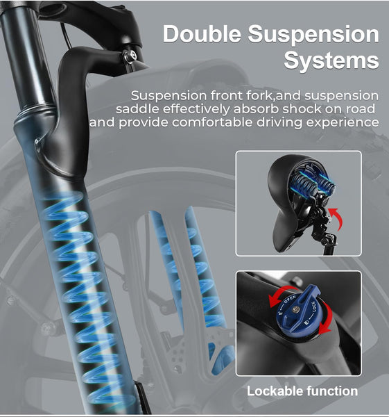 SAMEBIKE Shiman0 7-Speed Foldable Electric Bike for Adults, 20"*2.35 Fat Tire Ebike, Max Range 110KM, Dual Shock Absorber, E-bike for Commuting and Off-Road Adventures