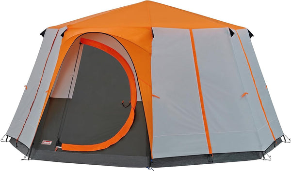 Coleman Tent Octagon, 6 Man Festival Dome Tent, 6 Person Family Camping Tent with 360° Panoramic View, Stable Steel Pole Construction, Sewn-in Groundsheet, 100 Percent Waterproof