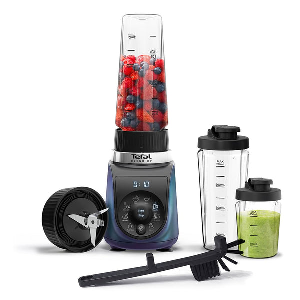 Tefal Blendforce II Blender, 2L Plastic Jug, 1.25L Effective Capacity, 600W, 4 Removable Stainless Steel Blades, Smoothie, Ice Crush, 2 Speeds + Pulse, Kitchen Shakes Maker, Black, BL420840