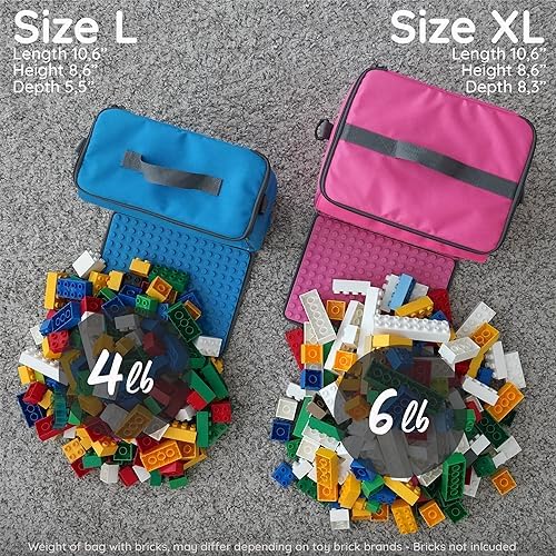 fantifant Building Block Bag with Fold-Out Building Plate Suitable for Building Blocks of Many Brands