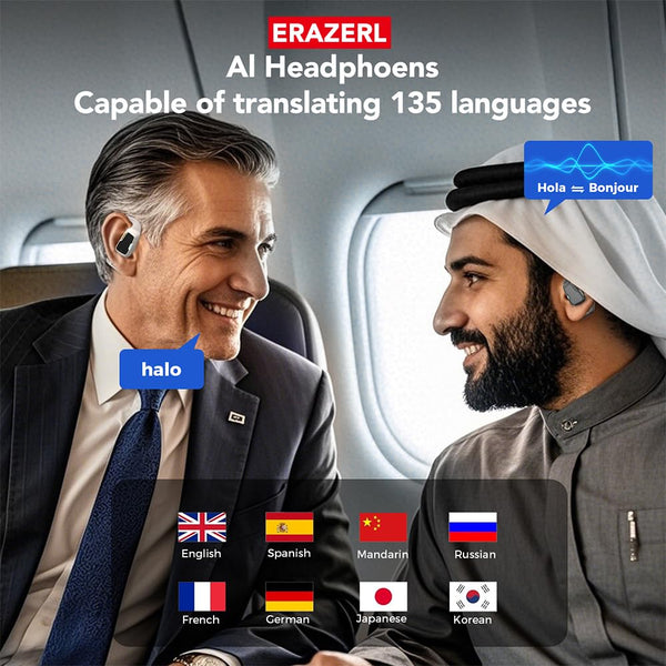 XP6 AI Translator Earbuds, Real time Translation Open Earbuds with Bluetooth 5.4 150 Languages and Spoken Translation with oled HD Display, Suitable for Android&IOS, Perfect Travel Companion