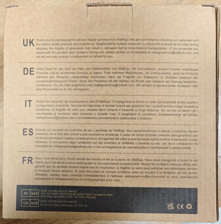 Salt and Pepper Grinder Set, Adjustable Coarseness Salt Shakers, Premium Ceramic Glass Body Salt and Pepper Mills [Without Spice Content]