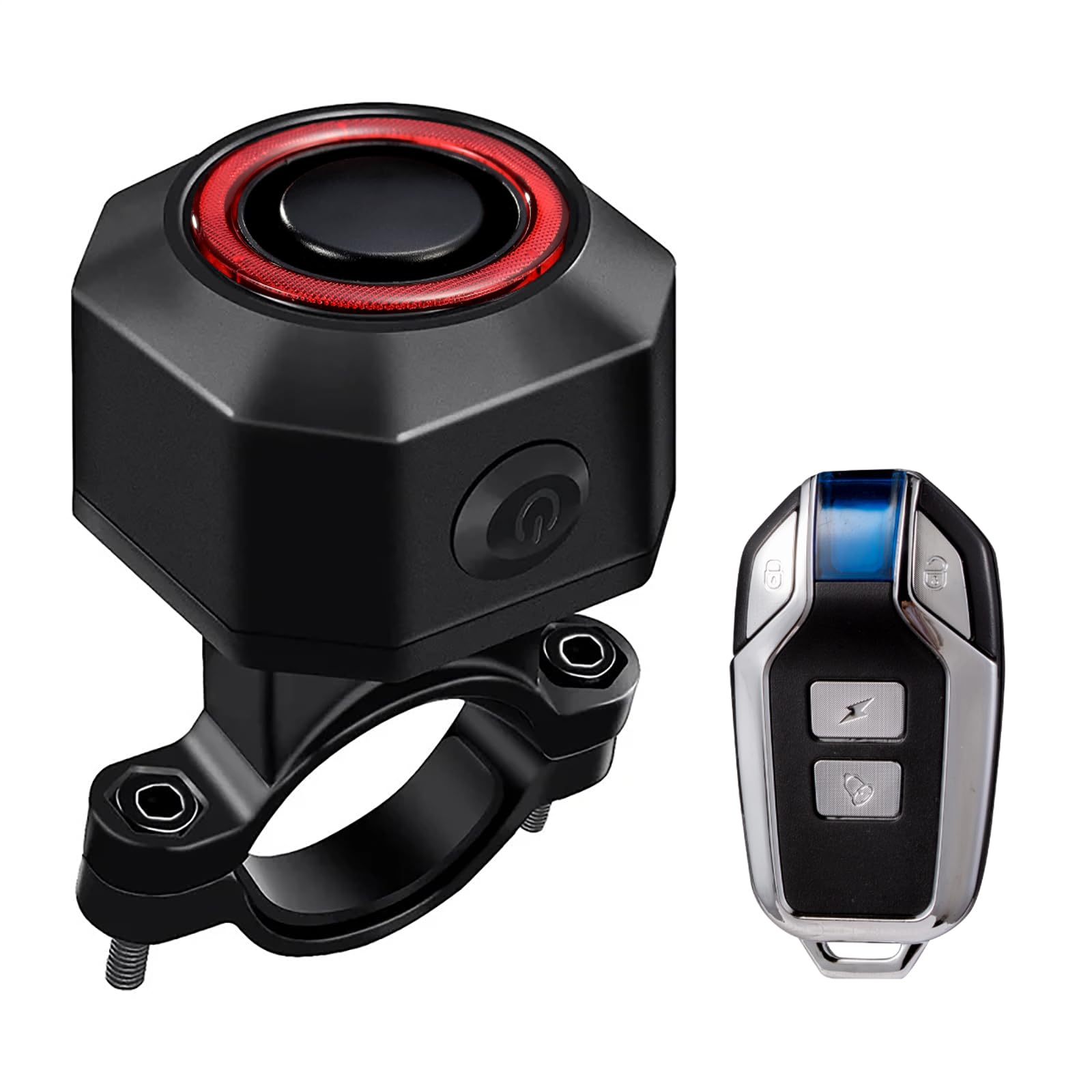 2 X Anti-Theft Bike Alarm with Remote, Waterproof Bicycle Vibration Alarm with Tail Light Brake Light for e-Bike Motorbike Electric Tricycle Scooter Motorcycle, Super Loud 110dB, 7 Level Sensitivity