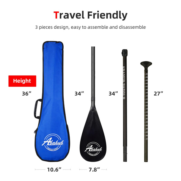 Abahub Carbon SUP Paddles, 1 x 3 Section Adjustable 67" - 86" Carbon Fiber Shaft, Lightweight Stand-up Paddle Oars for Paddleboard, Black Print
