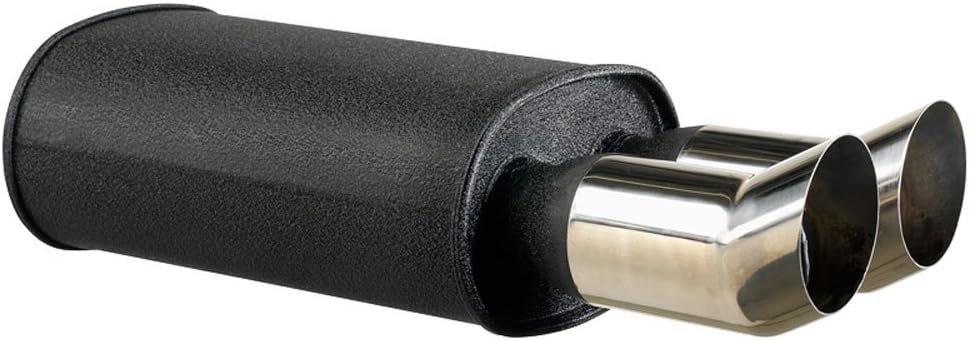 AutoStyle Steel Universal sport exhaust - 2x76mm DTM - 63,5mm connection, Schwarz