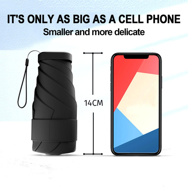 Windproof Mini Travel Folding Umbrella - UPF 50+ Sun & Rain Protection, Small Compact Lightweight Design Fits in Pocket or Bag, Eco-Friendly Fabric Wallet Umbrella for Commuter, Men Women Boys Girls