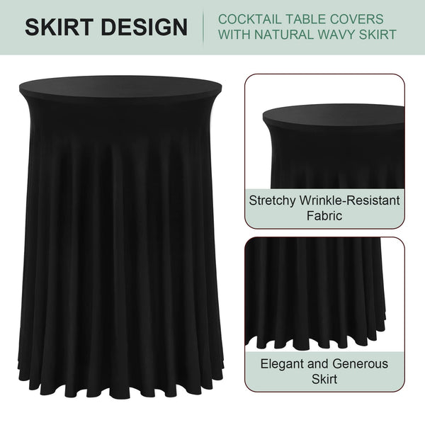 BDDC Cocktail Table Covers - 32"x 43" Cocktail Table Tablecloth with Natural Wavy Round Table Skirt Fitted High Top Table for Bar Wedding Party