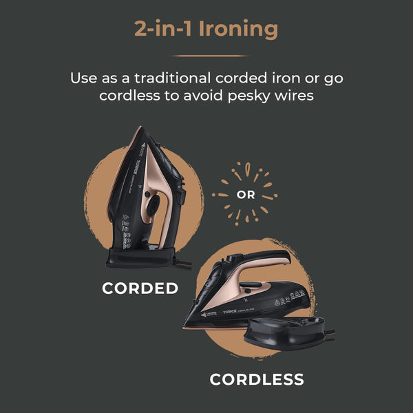 Tower T22008 CeraGlide Cordless Steam Iron with Ceramic Soleplate and Variable Steam Function, 2400 W, Purple