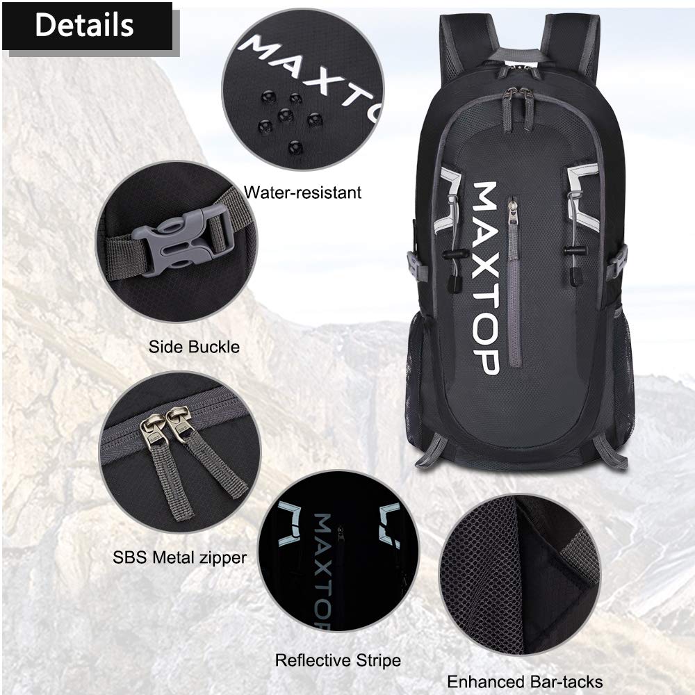MAXTOP 40L Ultra Lightweight Packable Backpack Foldable Rucksack Water Resistent For Men Women Kids Outdoor Camping Hiking Travel Daypack Handy Durable